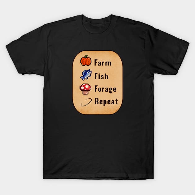 Farm Fish Forage Repeat T-Shirt by LexieLou